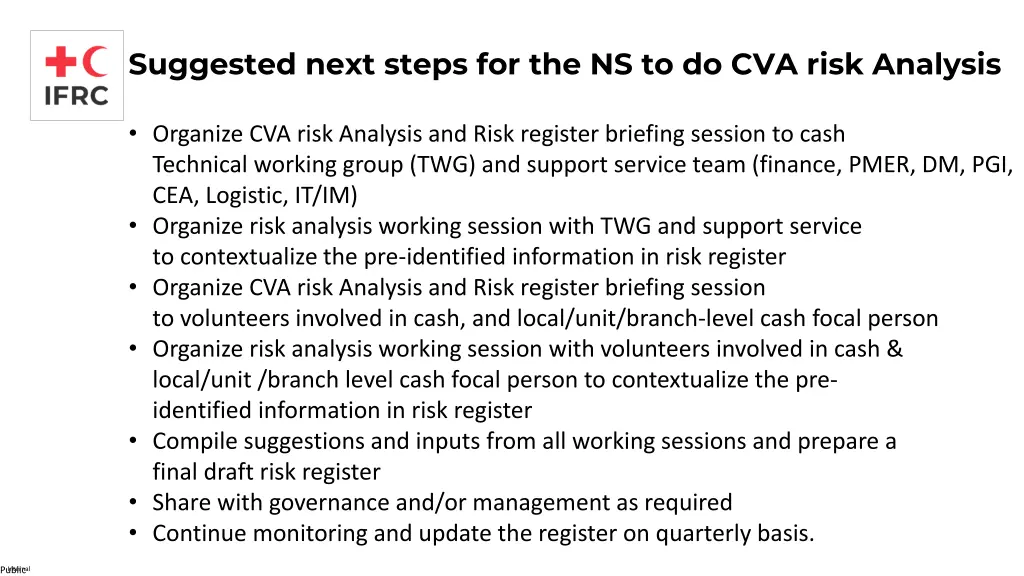 suggested next steps for the ns to do cva risk