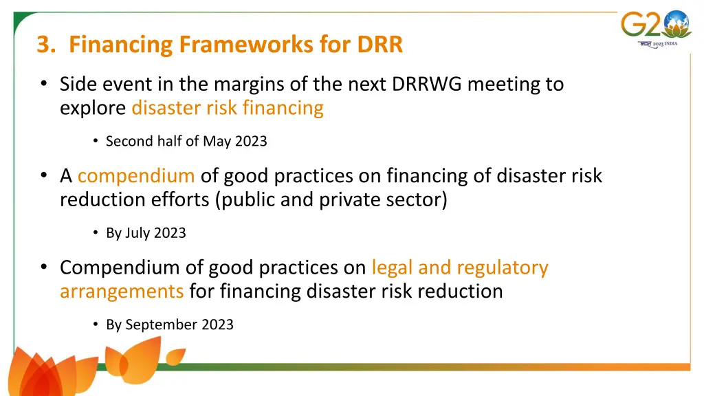 3 financing frameworks for drr