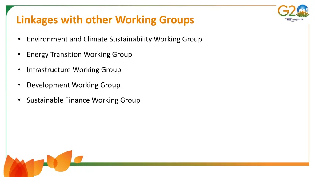 linkages with other working groups