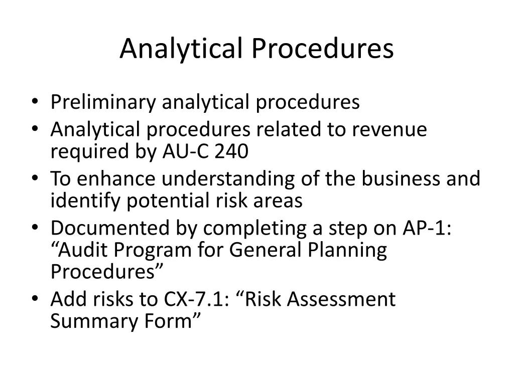 analytical procedures