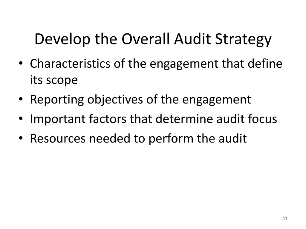 develop the overall audit strategy