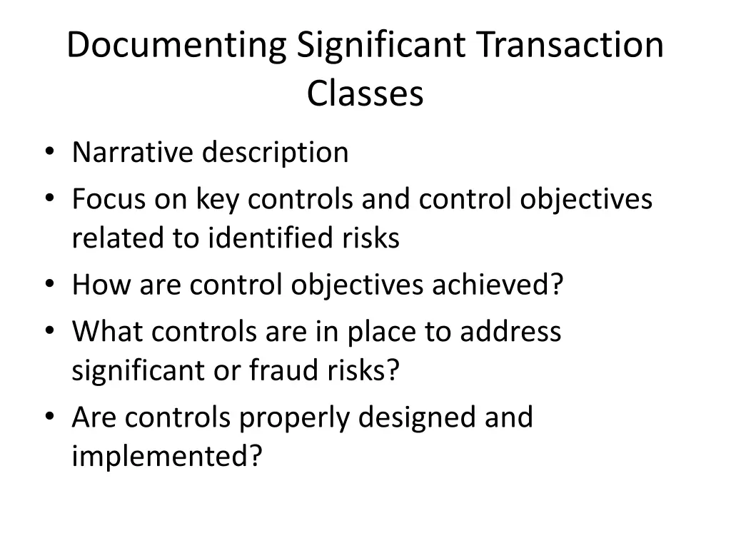 documenting significant transaction classes