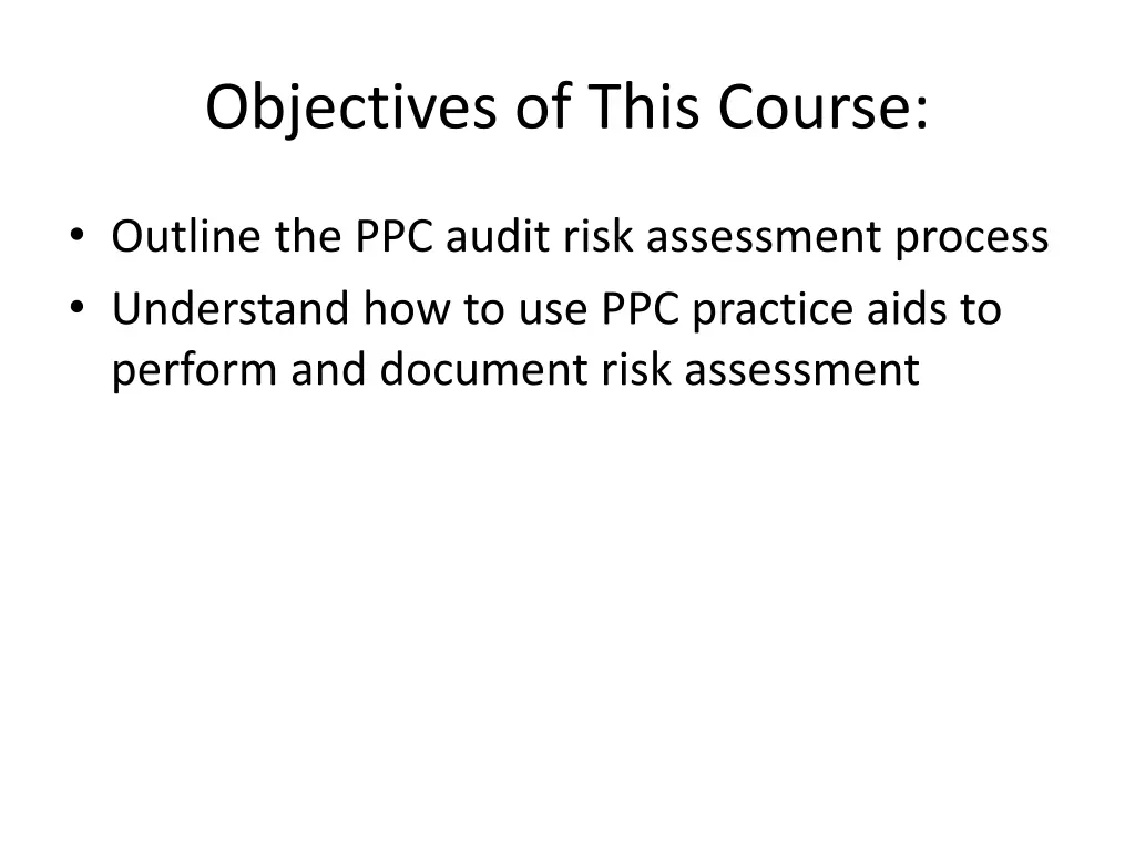 objectives of this course