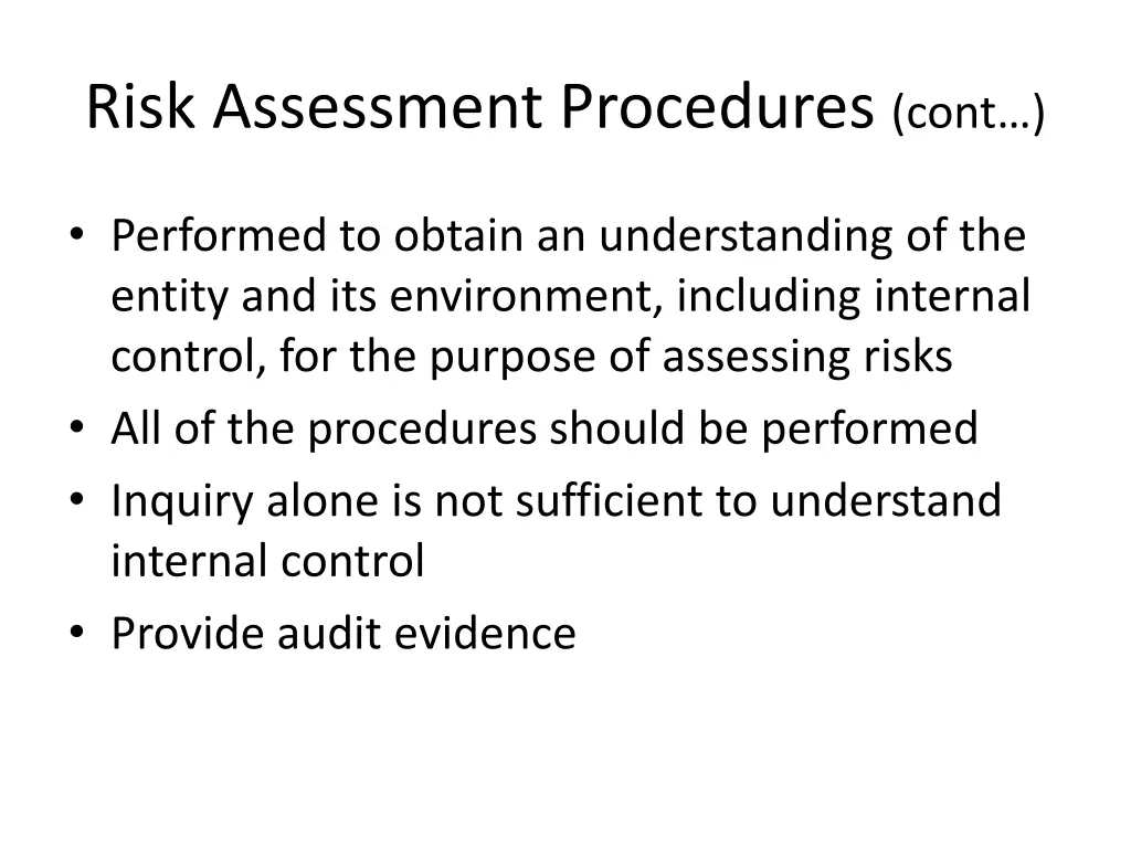 risk assessment procedures cont