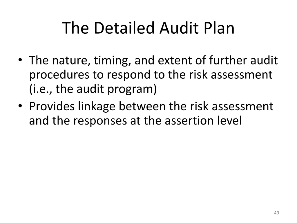 the detailed audit plan