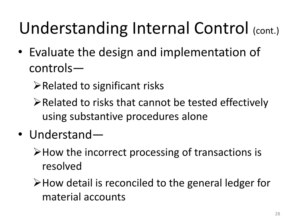 understanding internal control cont evaluate