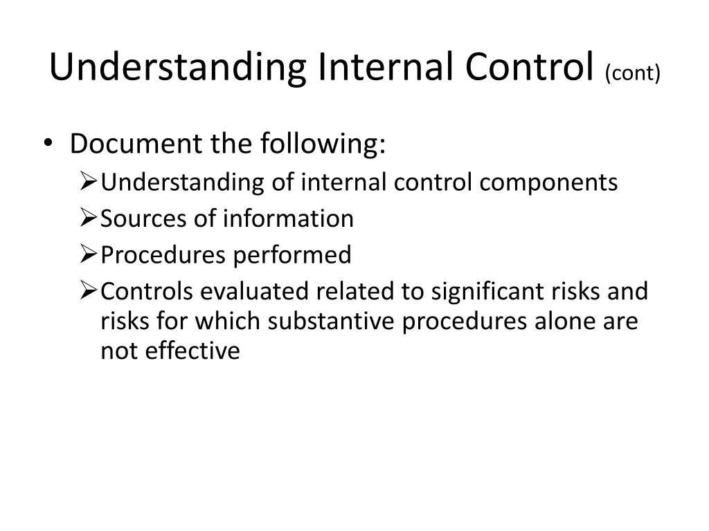 understanding internal control cont