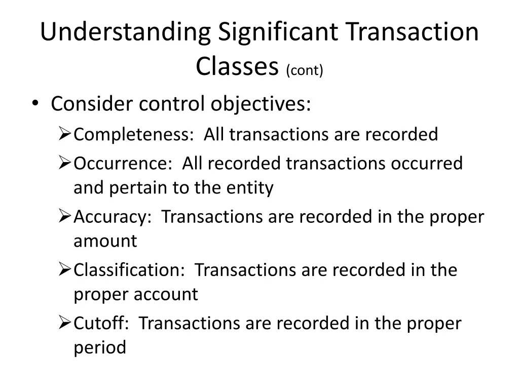 understanding significant transaction classes 1