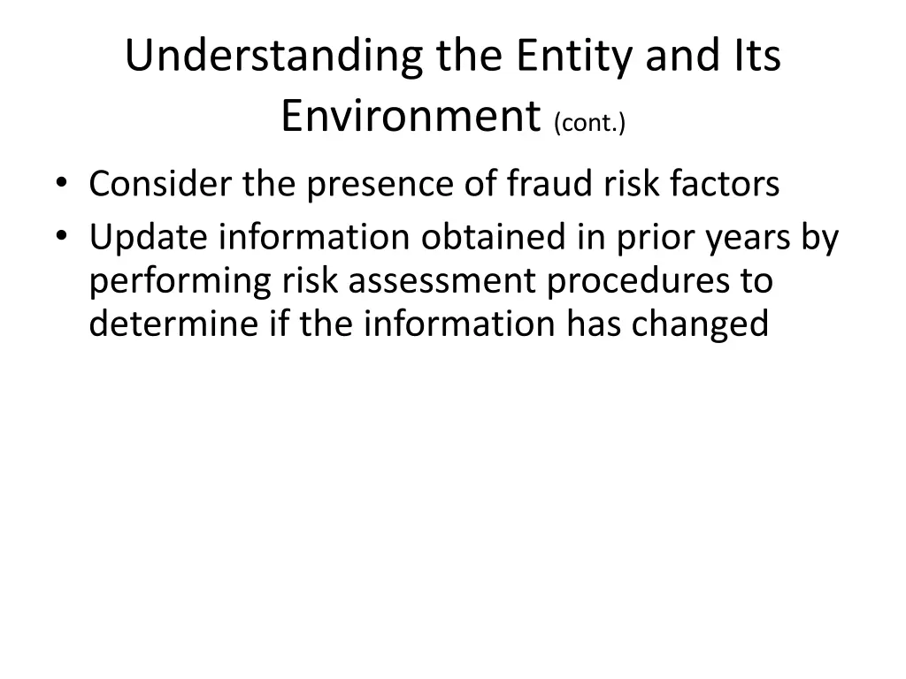 understanding the entity and its environment cont 1