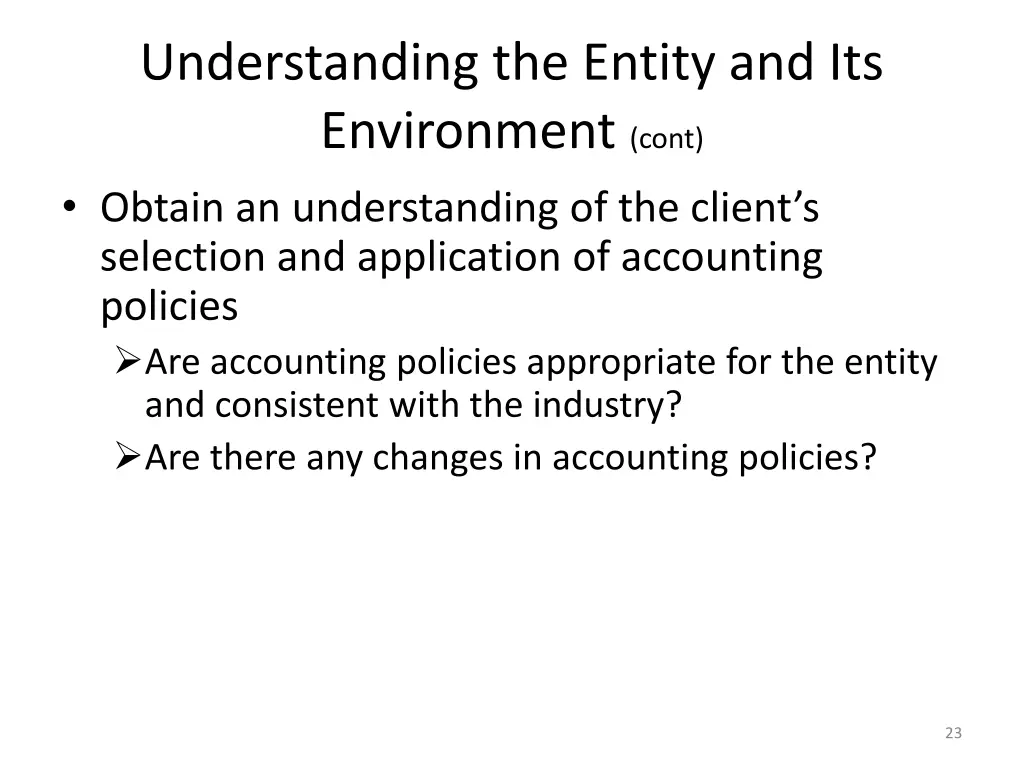 understanding the entity and its environment cont