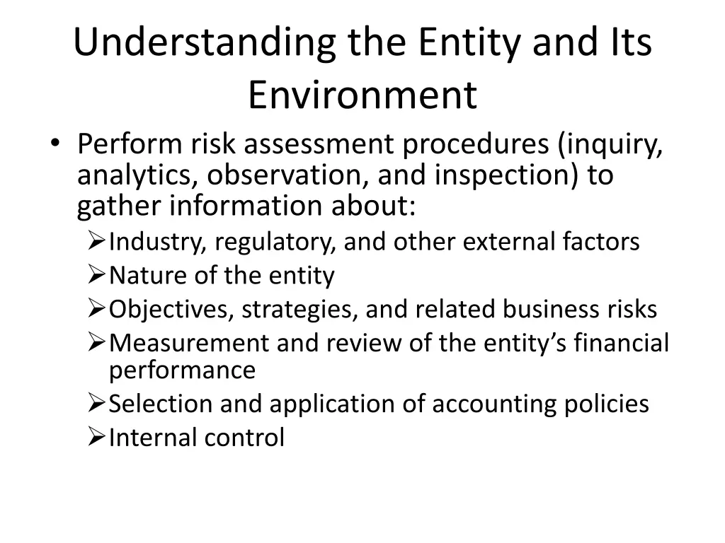 understanding the entity and its environment