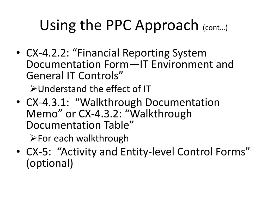 using the ppc approach cont 1