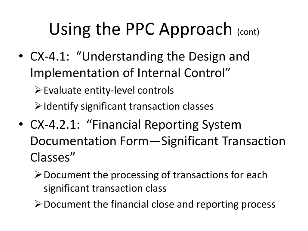 using the ppc approach cont