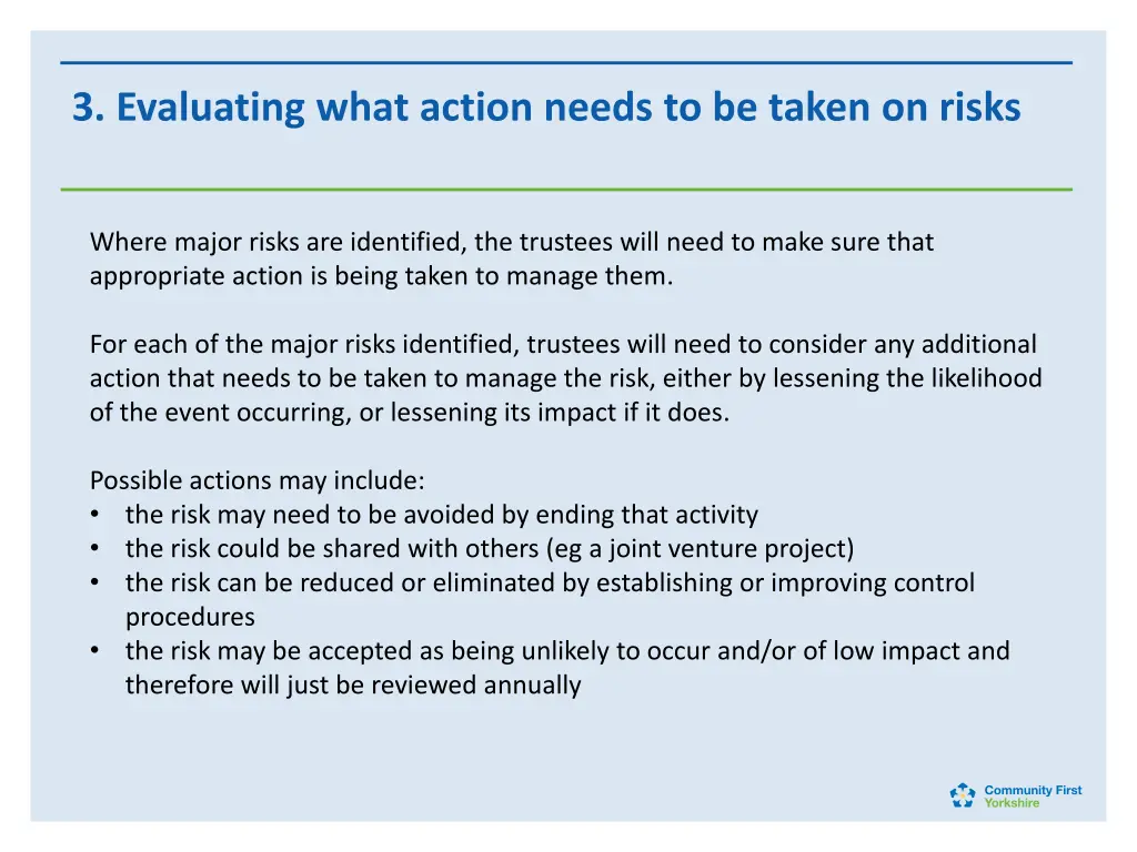 3 evaluating what action needs to be taken