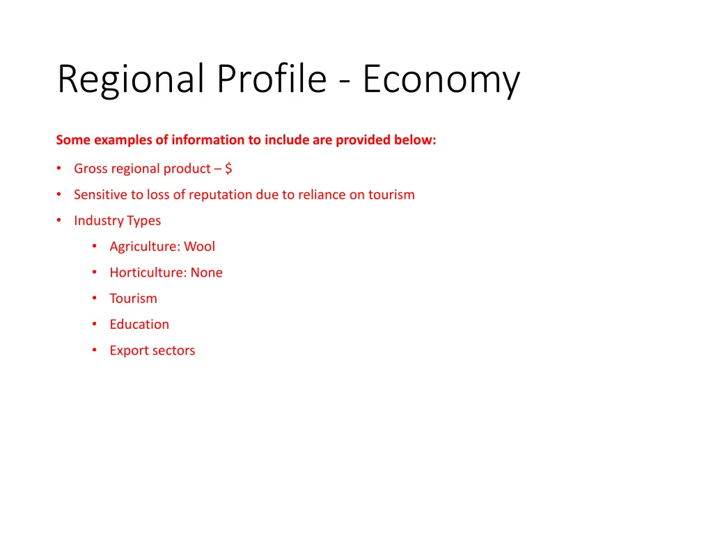 regional profile economy