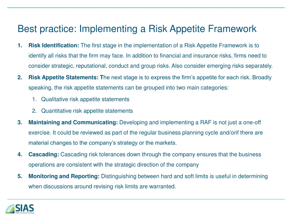 best practice implementing a risk appetite