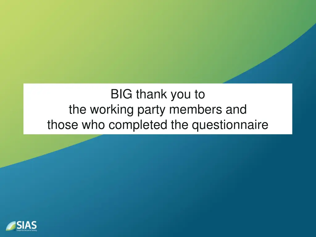 big thank you to the working party members