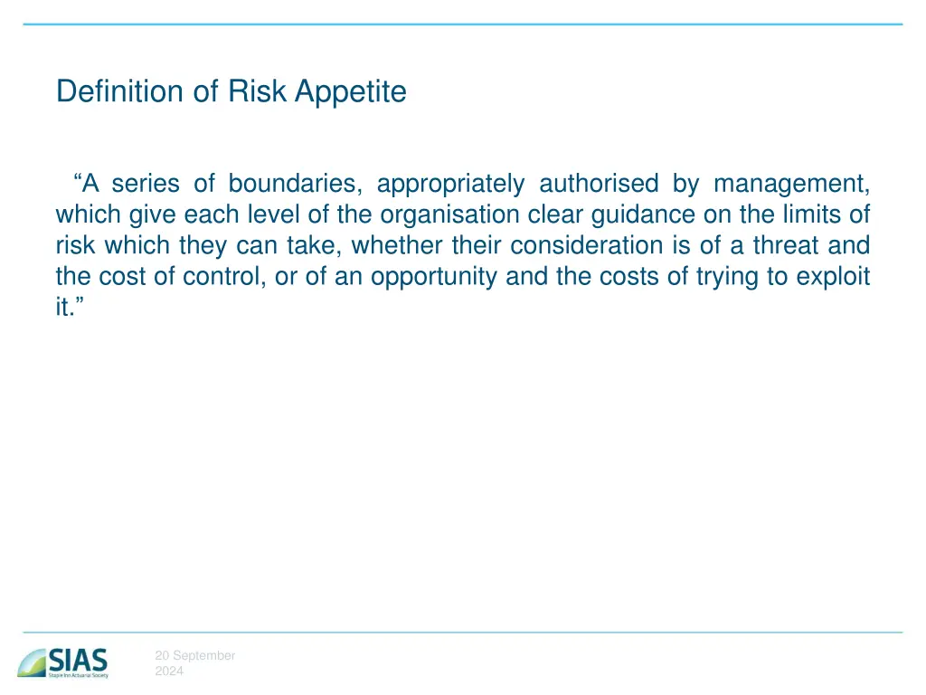 definition of risk appetite