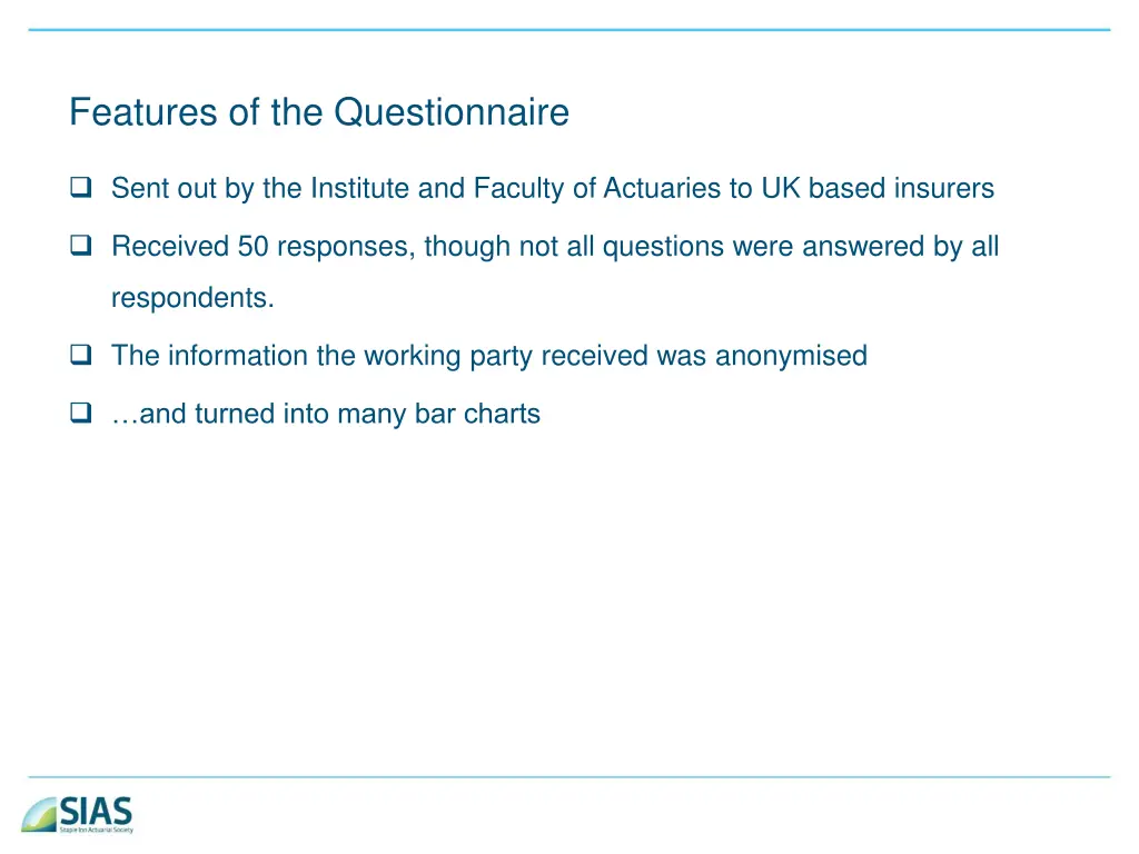 features of the questionnaire