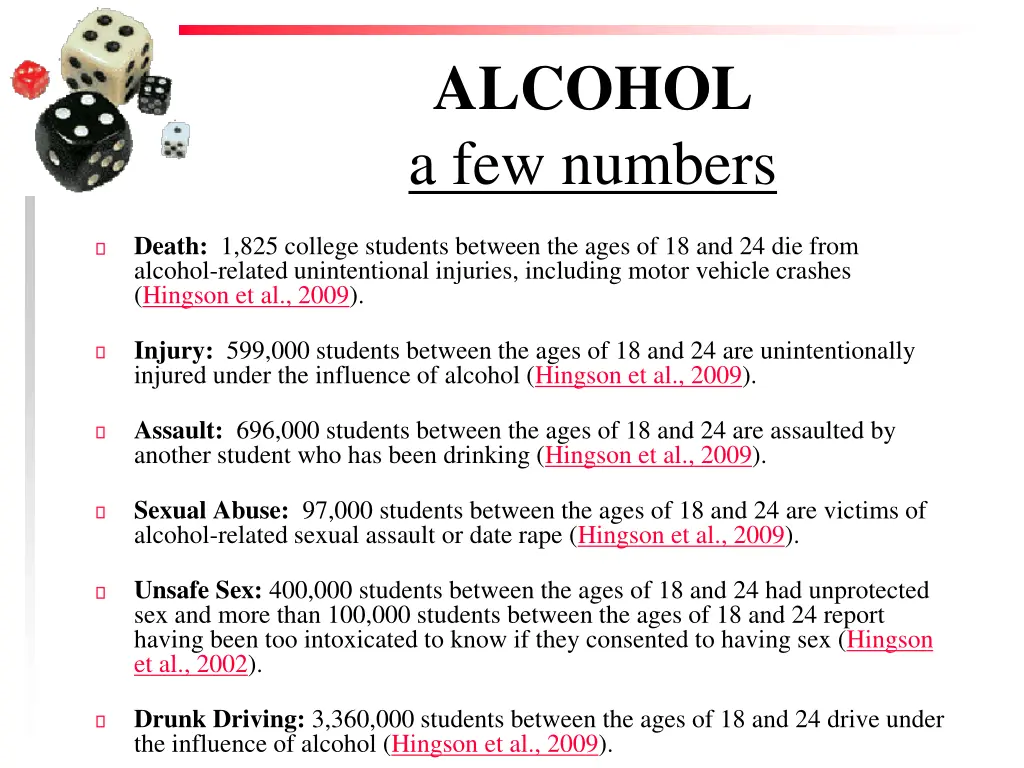 alcohol a few numbers