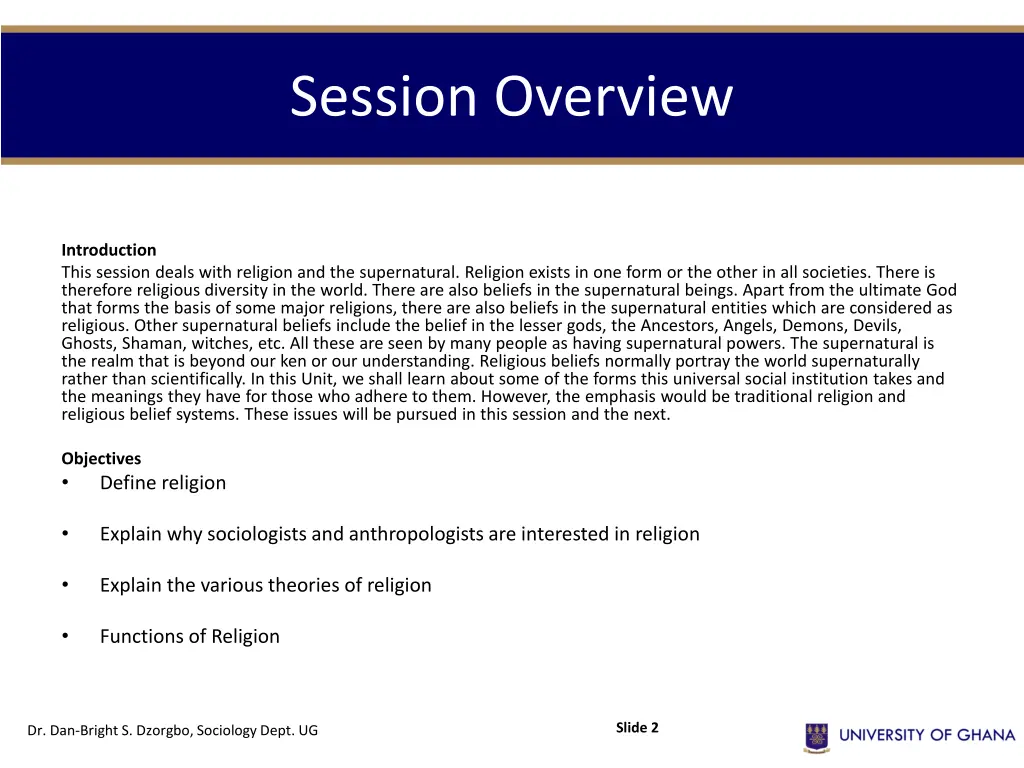 session overview