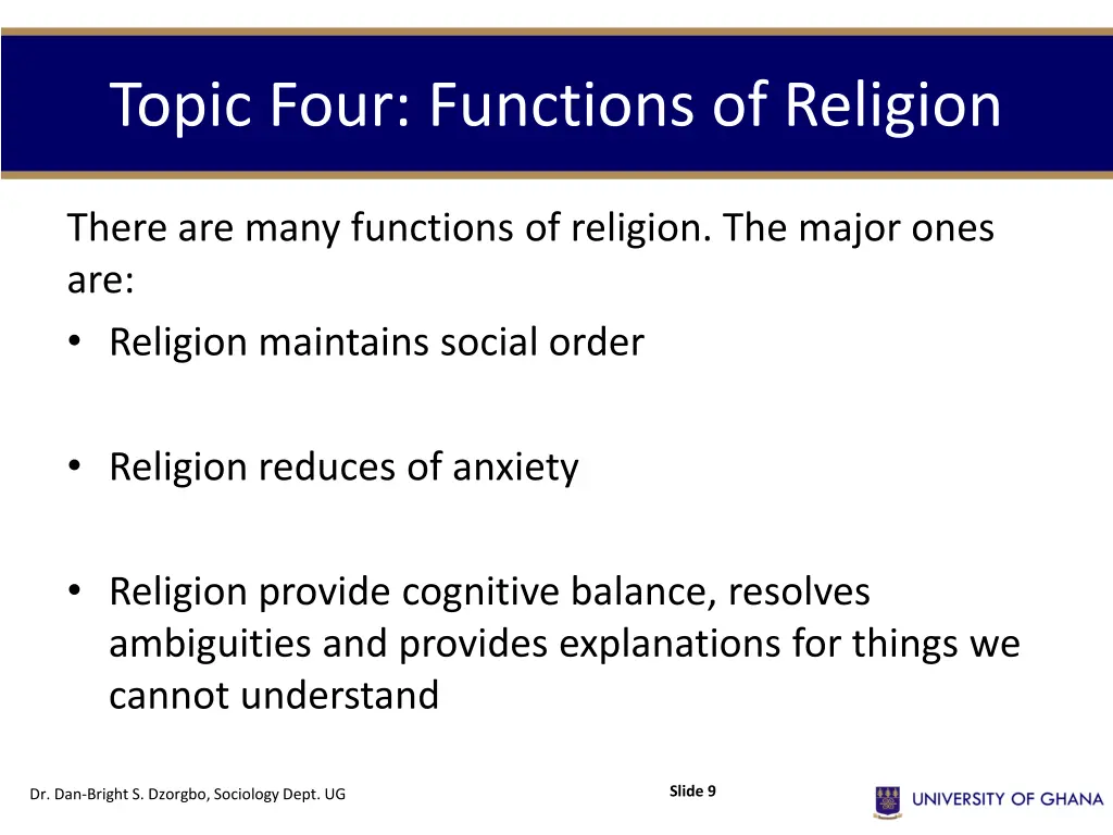 topic four functions of religion