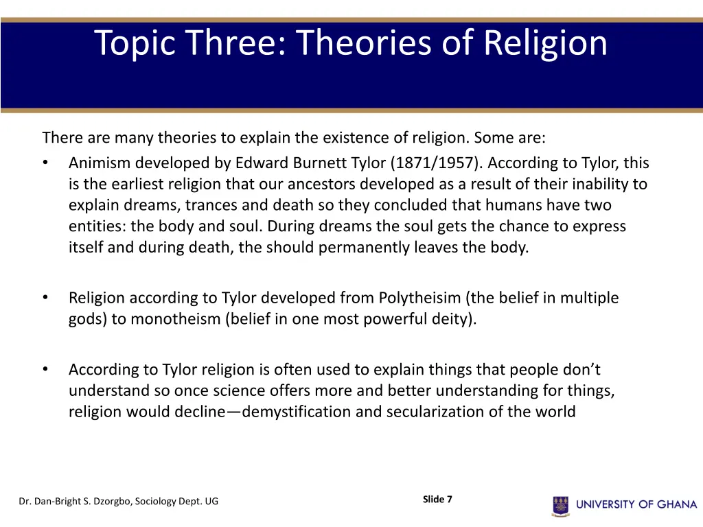 topic three theories of religion