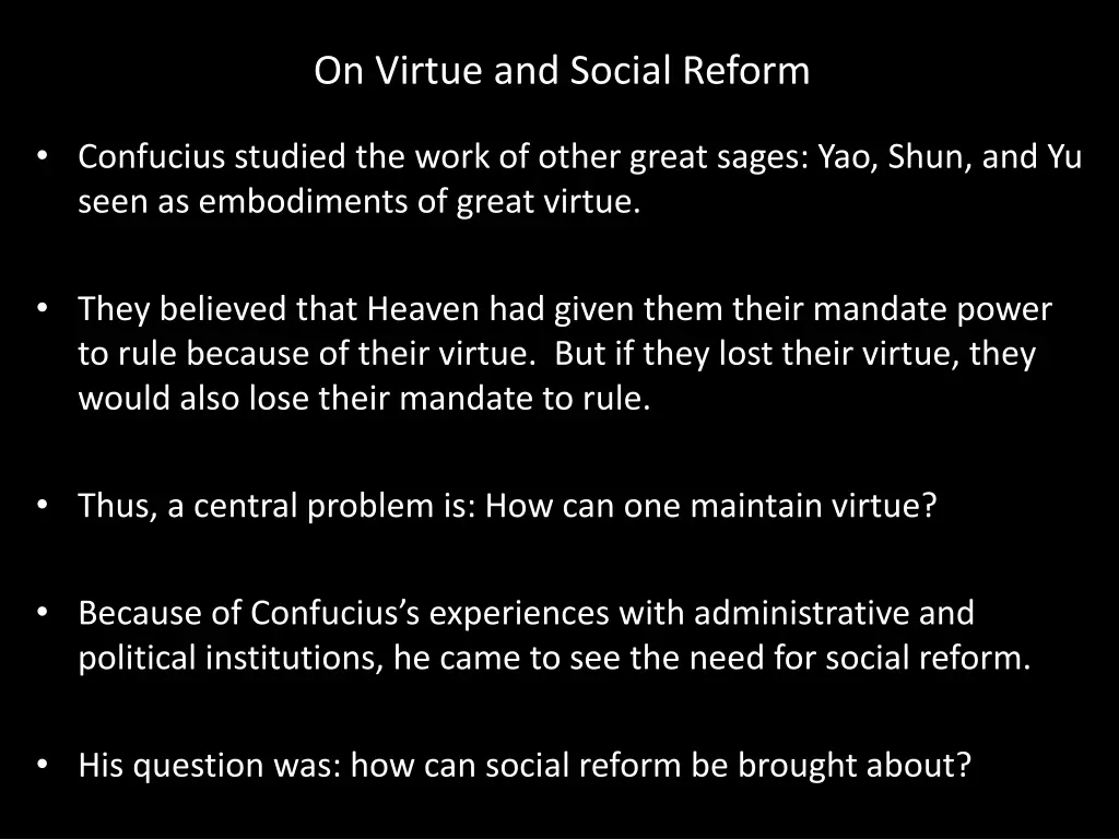 on virtue and social reform