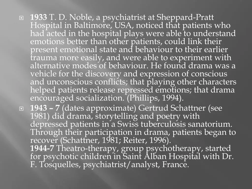 1933 t d noble a psychiatrist at sheppard pratt