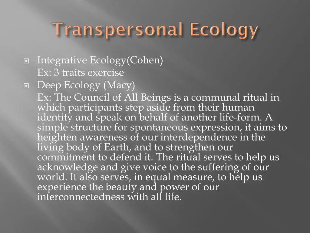 integrative ecology cohen ex 3 traits exercise