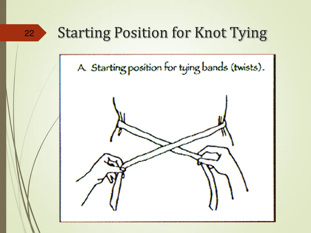 starting position for knot tying