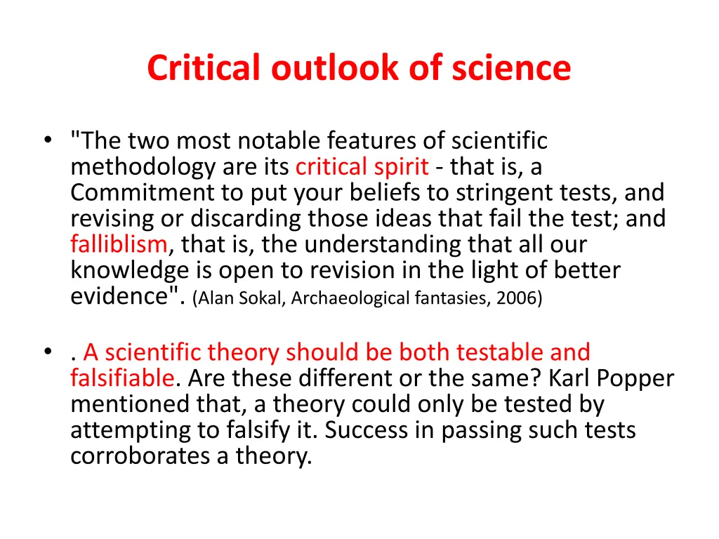 critical outlook of science