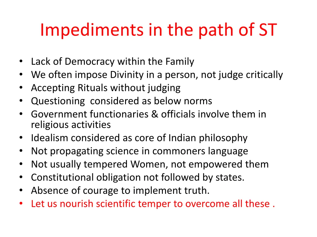 impediments in the path of st