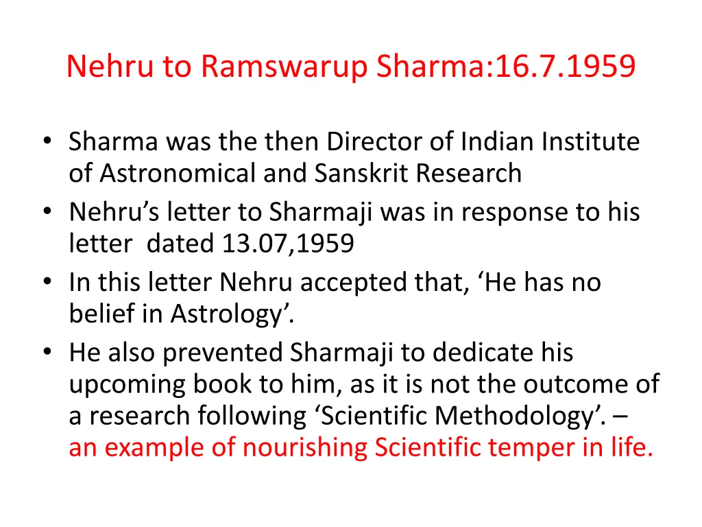 nehru to ramswarup sharma 16 7 1959