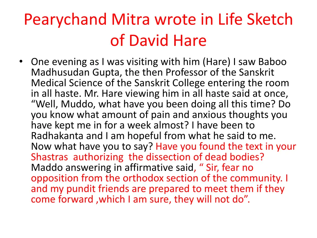 pearychand mitra wrote in life sketch of david