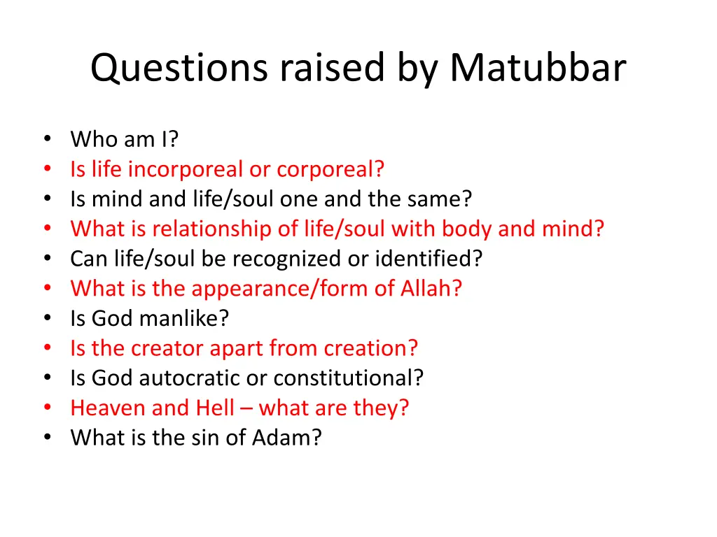 questions raised by matubbar