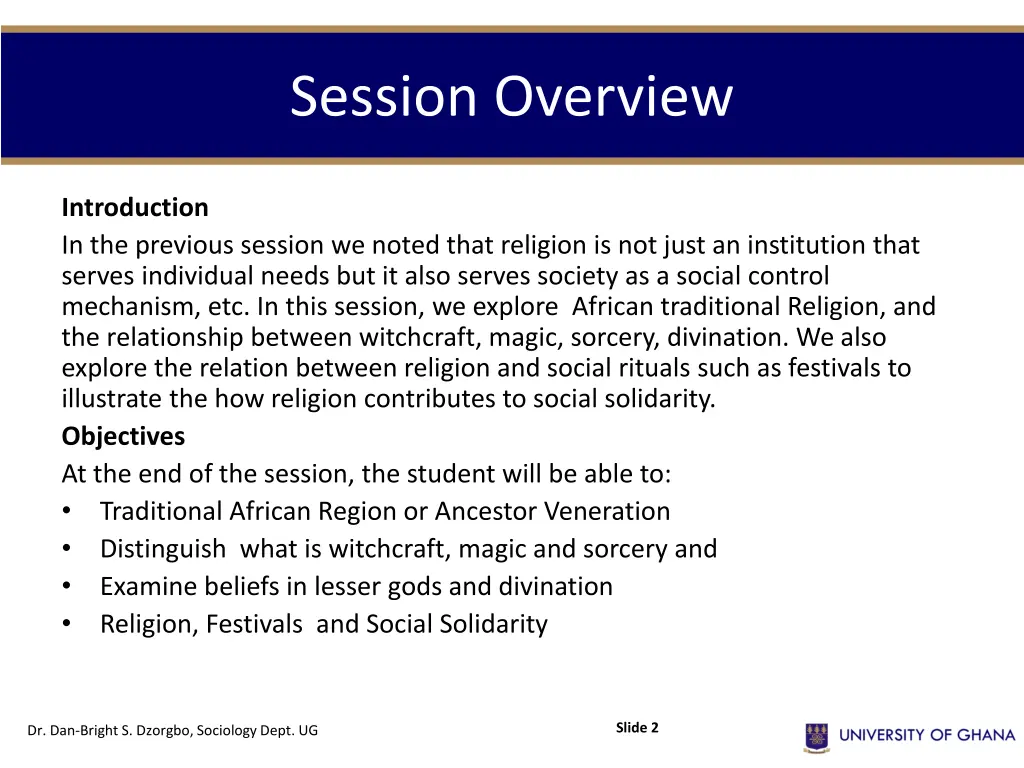 session overview