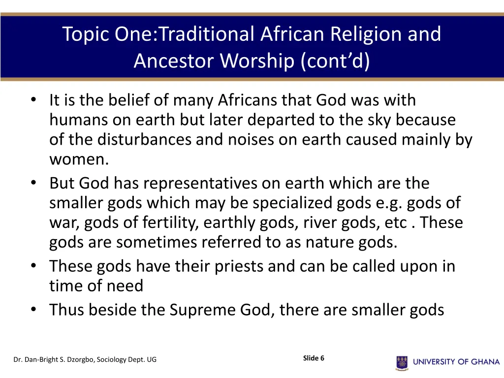 topic one traditional african religion 1