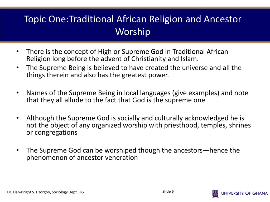 topic one traditional african religion