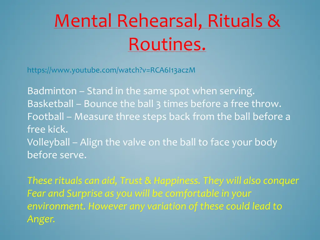 mental rehearsal rituals routines