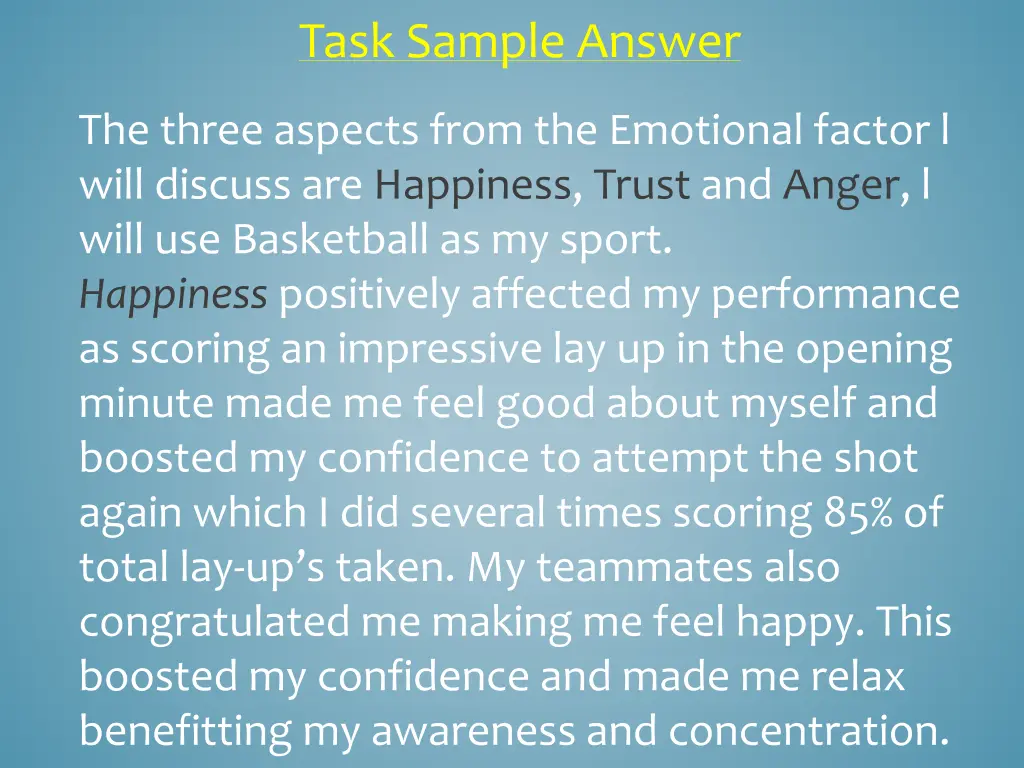 task sample answer