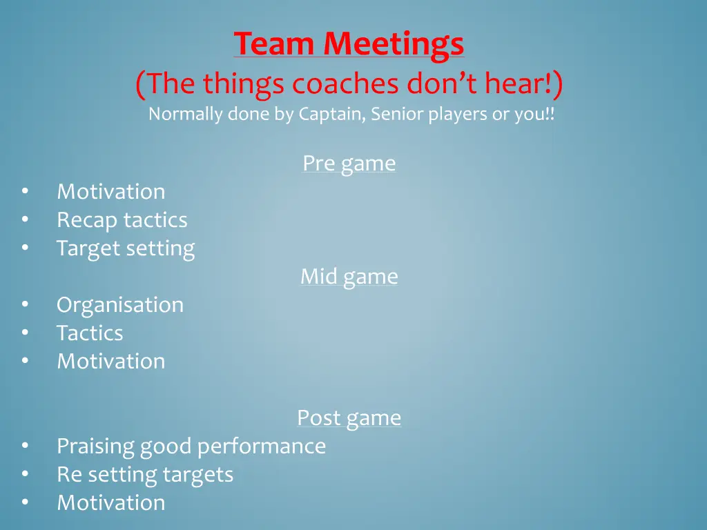 team meetings the things coaches don t hear