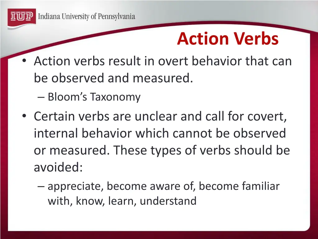 action verbs