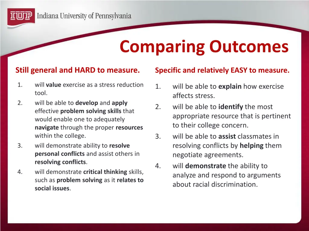 comparing outcomes