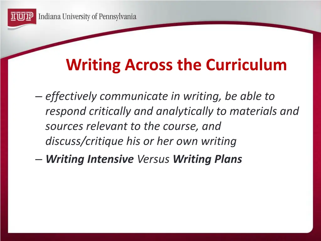 writing across the curriculum