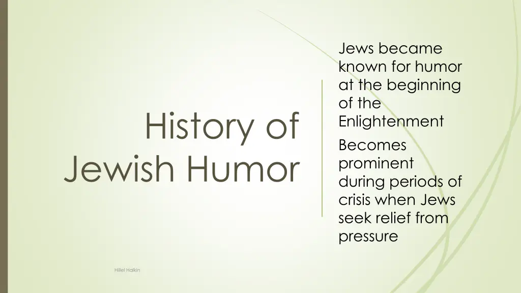 jews became known for humor at the beginning