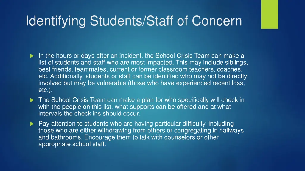 identifying students staff of concern