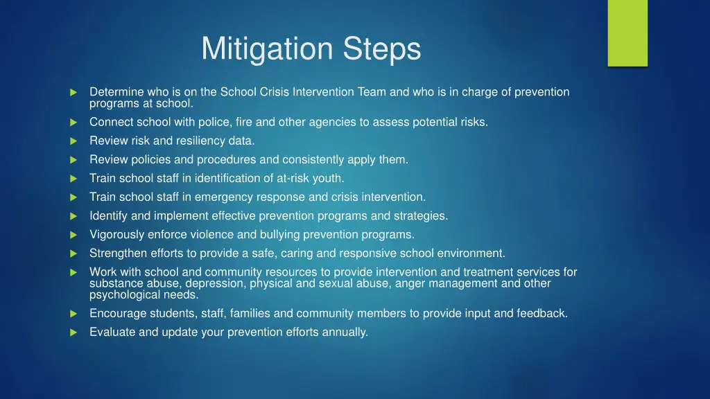 mitigation steps