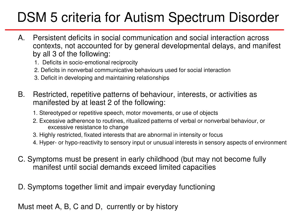 dsm 5 criteria for autism spectrum disorder