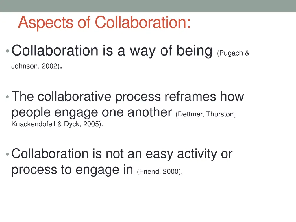 aspects of collaboration